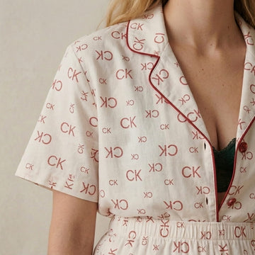 Calvin Klein Women Button Pajama Set- White