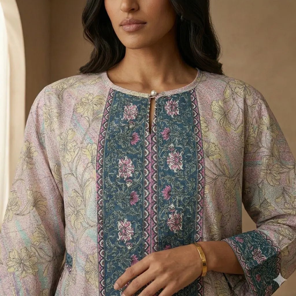 Orchid Garden Border Women Daraa- Teal