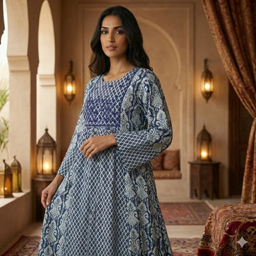 The Lattice Women Daraa- Indigo Blue