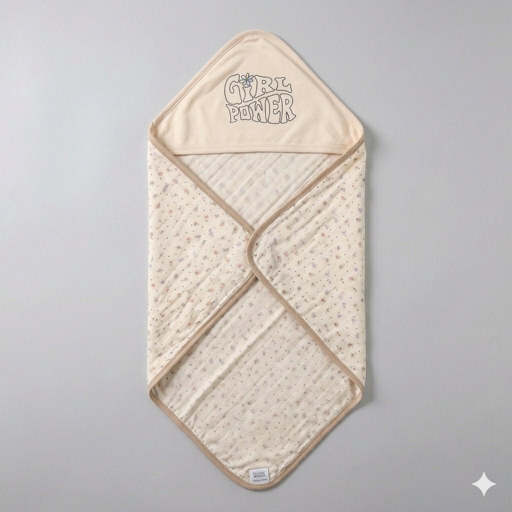 Retro Floral Baby Blanket - Cream