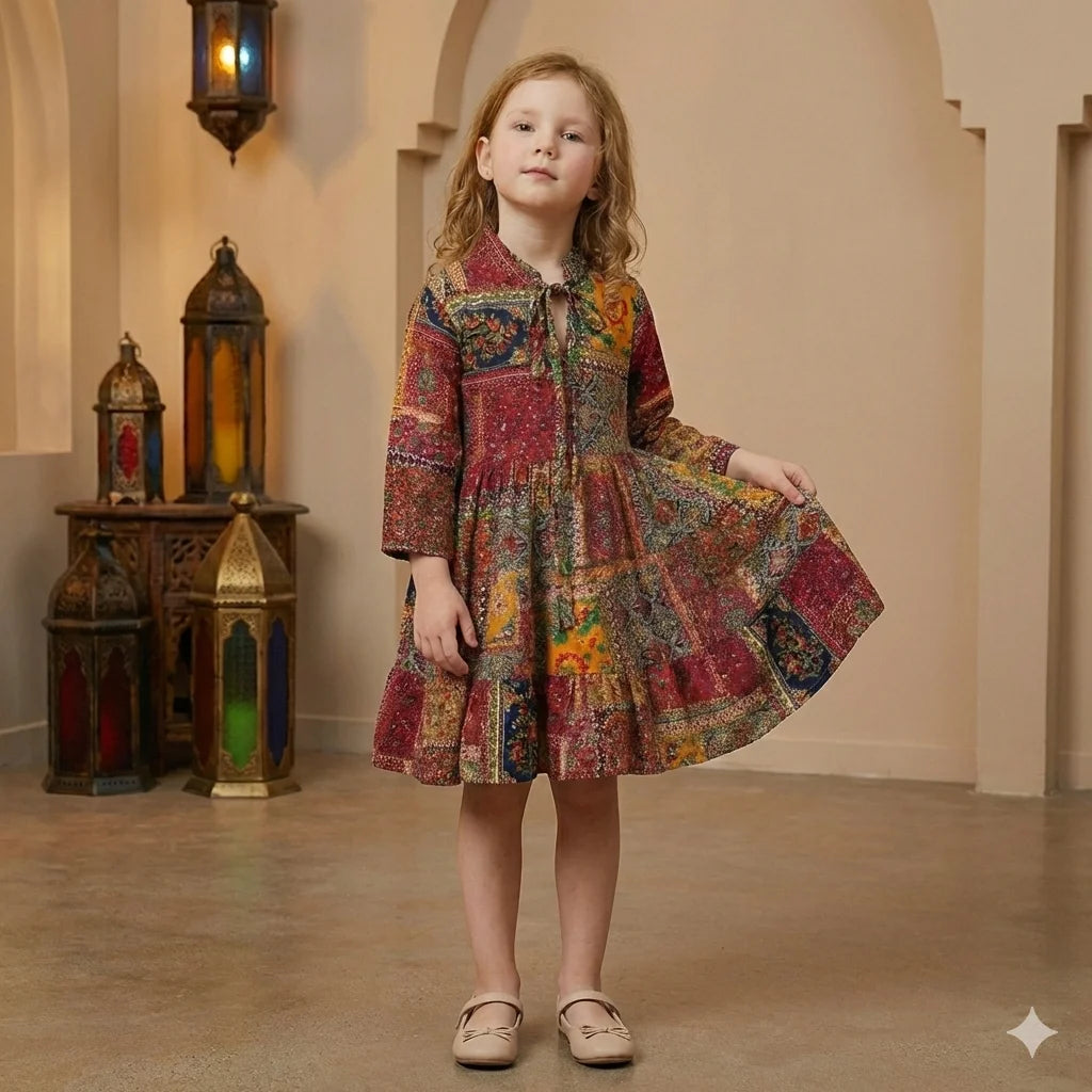 Deep Red & Earthy Brown Women Daraa- Girl Women