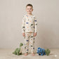 Dino Drawing Boy Pajama Set- White