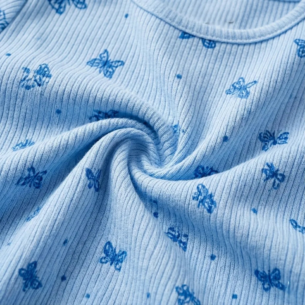 Cute Butterfly Girl Pajama Set- Blue
