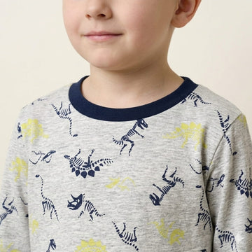 Skeleton Dino Boy Pajama Set- Grey