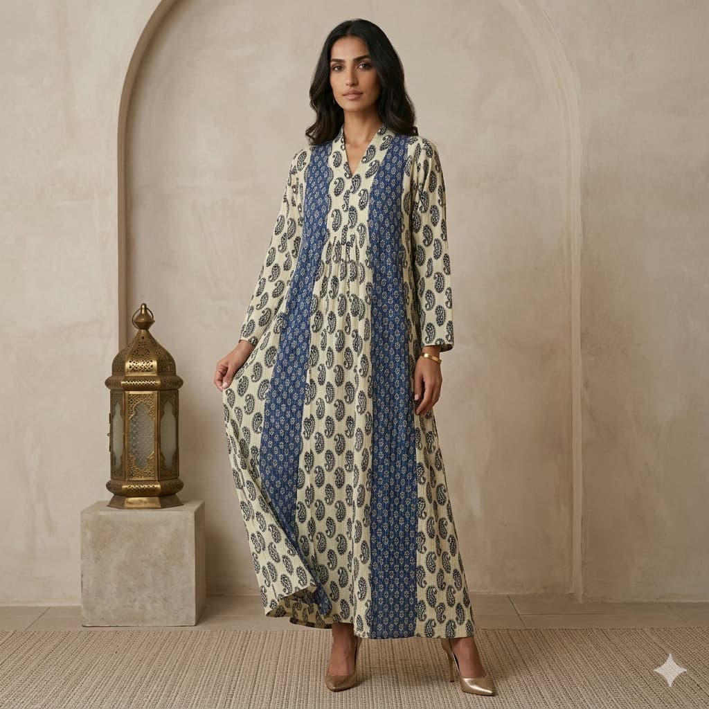 Vertical Paisley Stripe Women Daraa- Cobalt Blue.