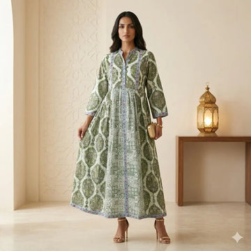 Emerald Medallion Panel Women Daraa- Forest Green