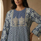 Embroidered Tiered Women Daraa- Indigo Blue