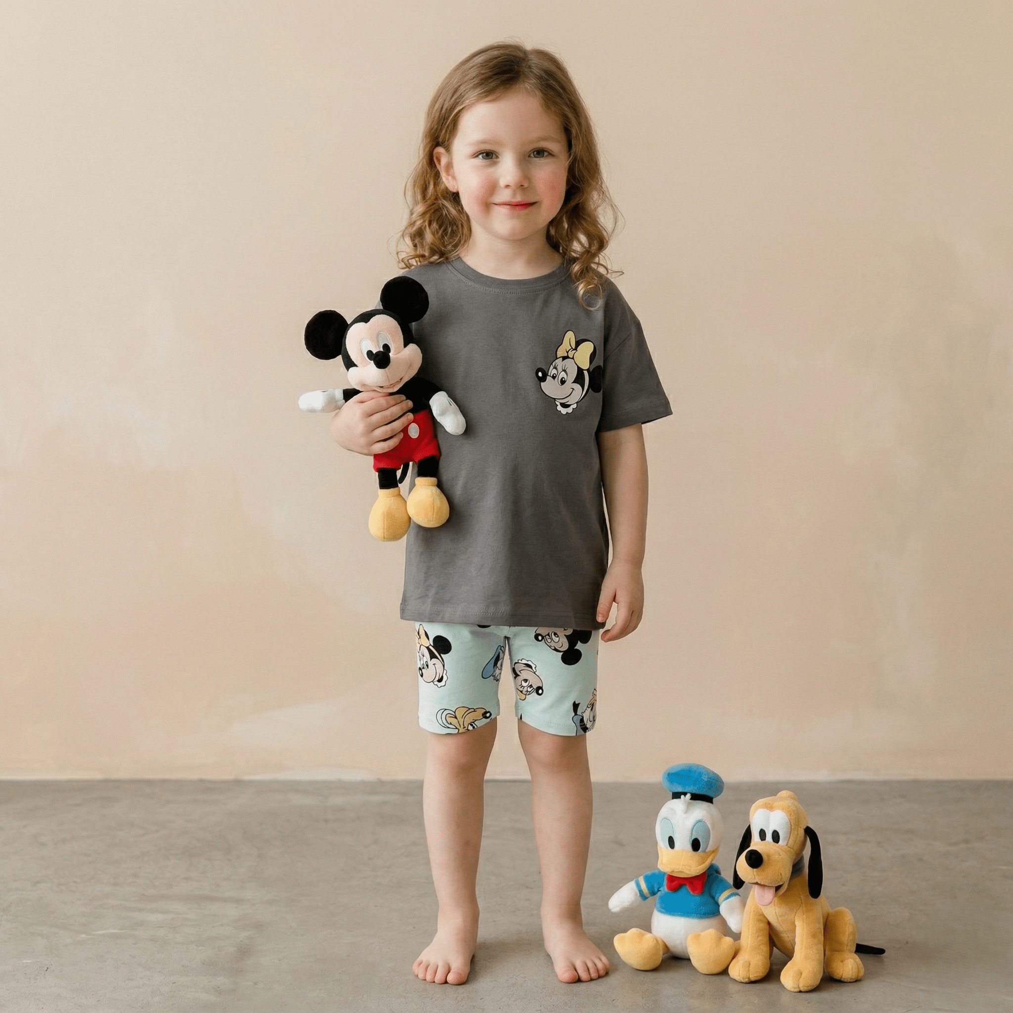 Minnie Mouse Dreams Girls Shorts Set - Grey & Blue