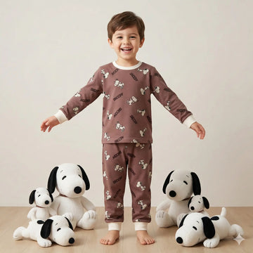 Snoopy Boy Pajama Set-Brown