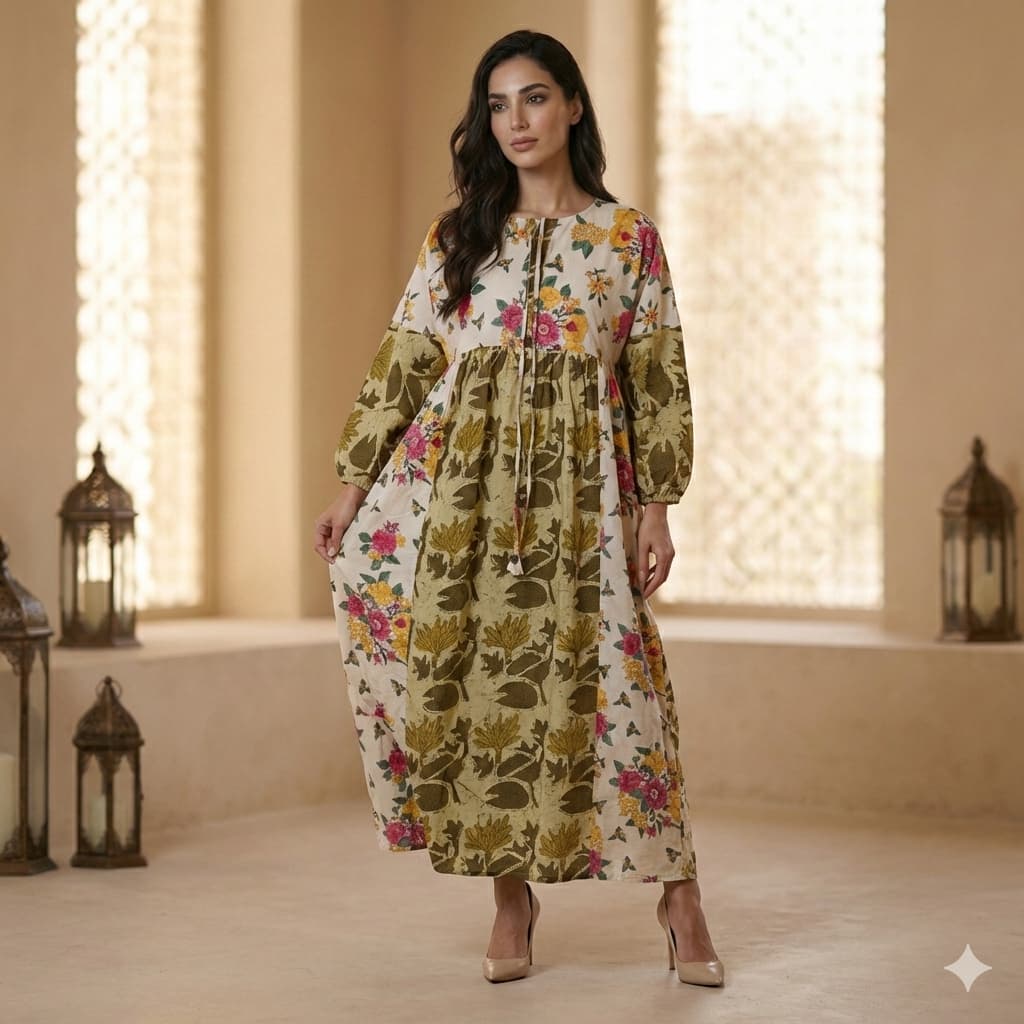 Olive Garden Floral Women Daraa- Olive Green