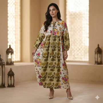 Olive Garden Floral Women Daraa- Olive Green