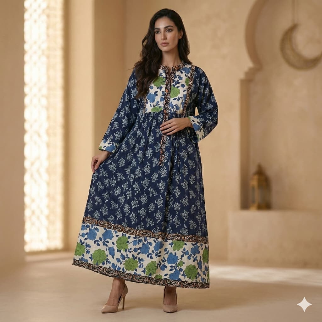 Royal Blue Rose Women Daraa-Blue
