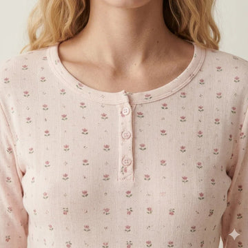 Lotus Flower Women Pajama Set- Light Pink