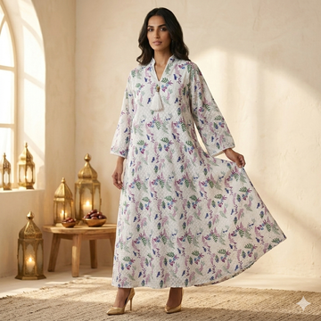 Serene Bloom Women Daraa- Pearl White