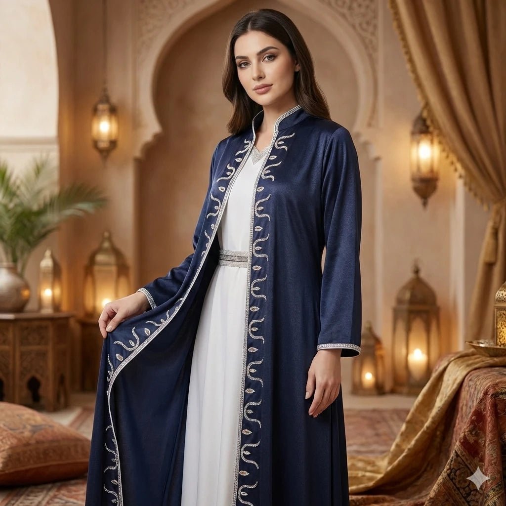 The Crystal Silk Women Daraa- Satin Blue