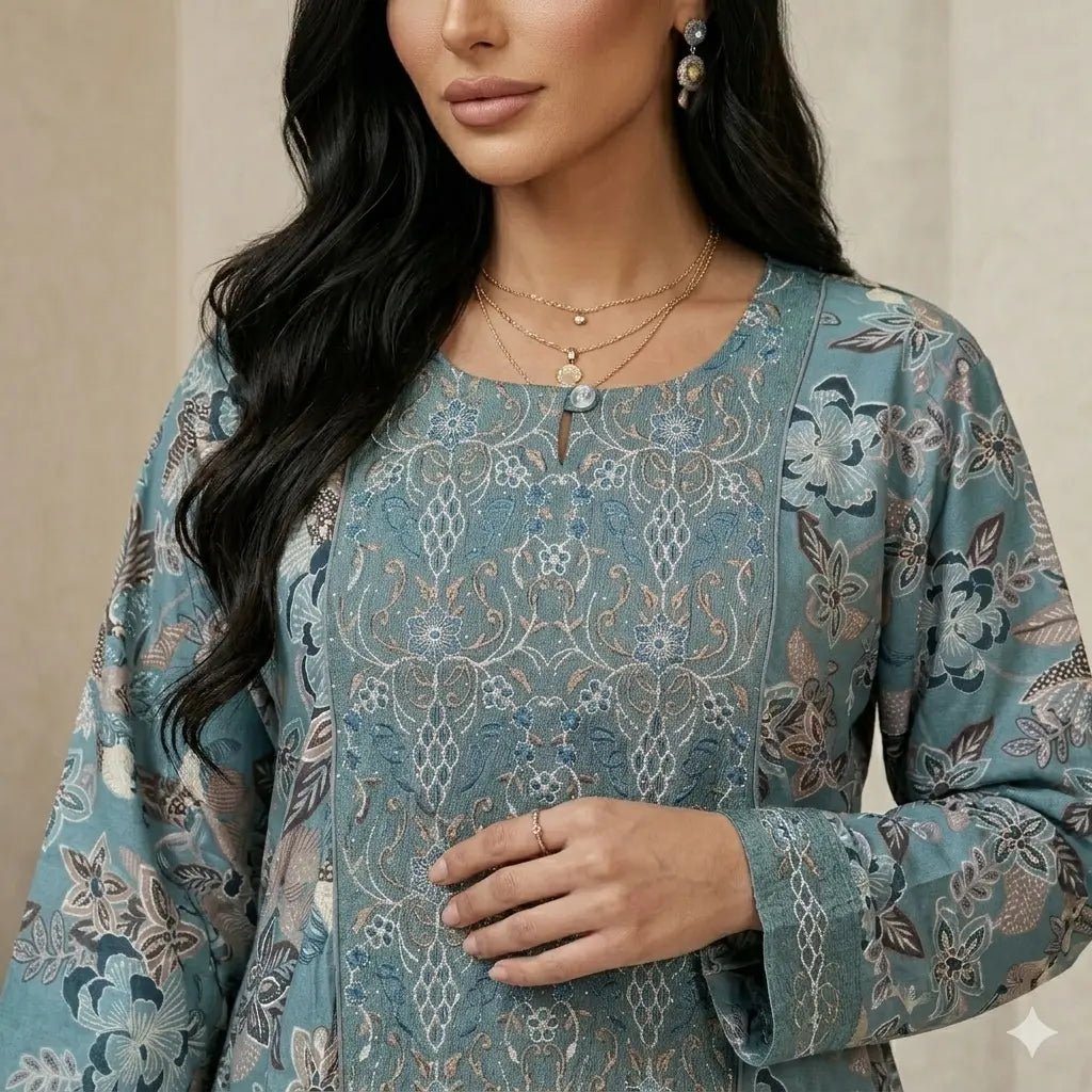 Majestic Motif Women Daraa- Blue