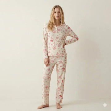 Swan Outlines Women Pajama Set- Orange