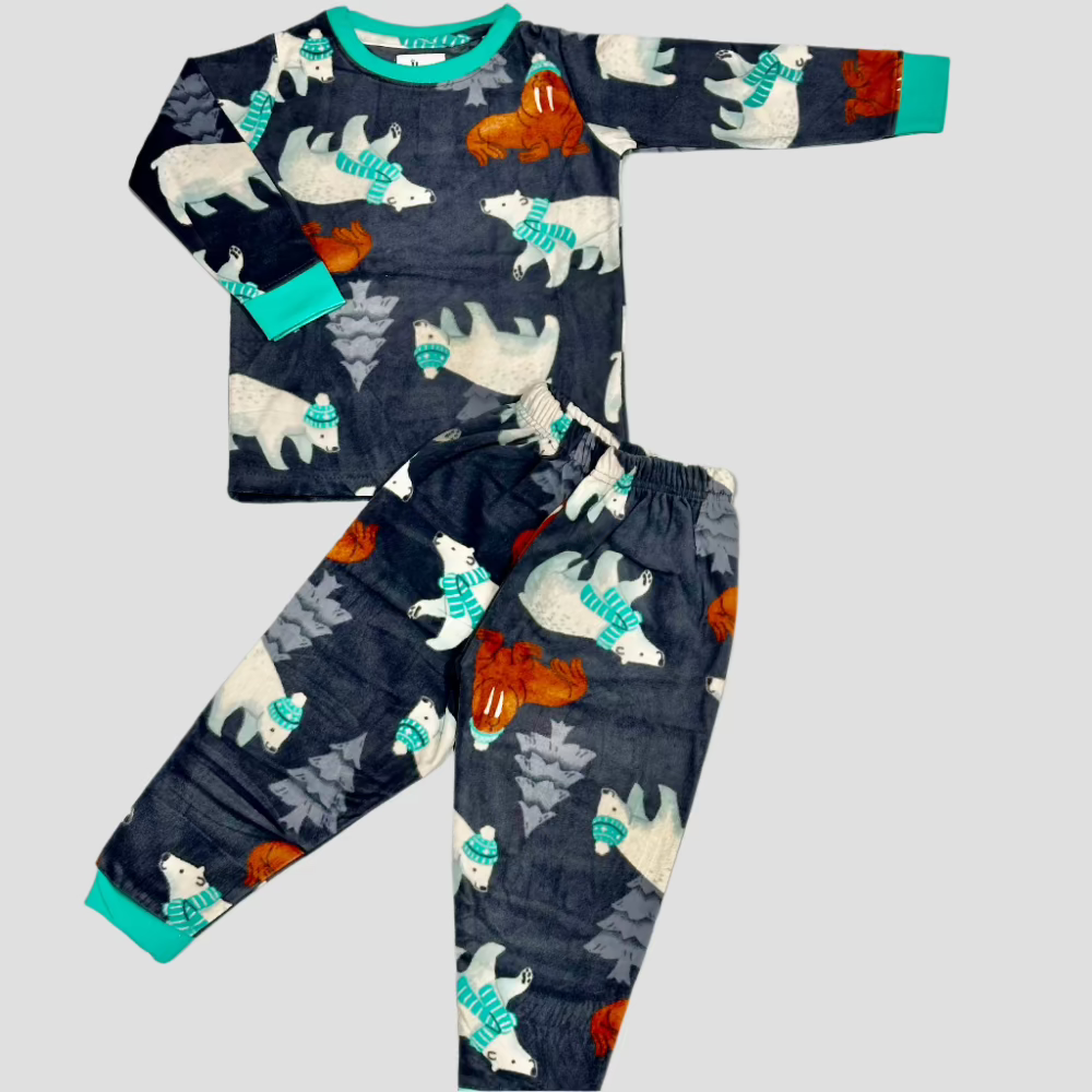 Wild Animal Boys Fleece Pajama Set - Grey