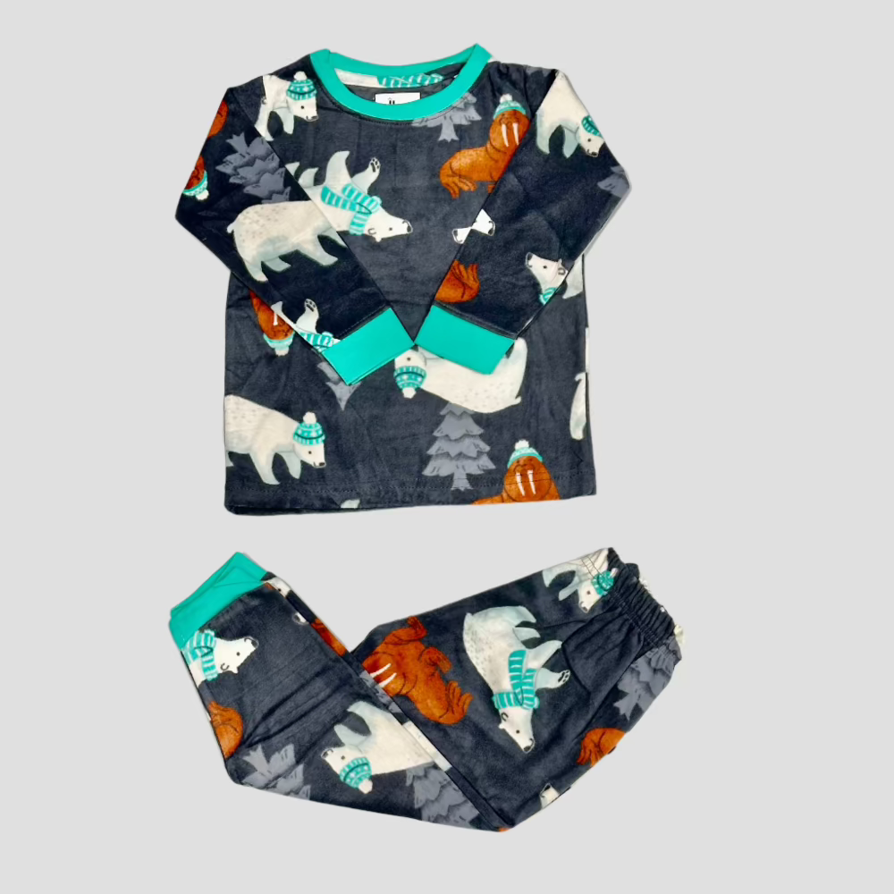 Wild Animal Boys Fleece Pajama Set - Grey