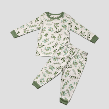 Leaf Baby Girl Pajama Set - White-Green