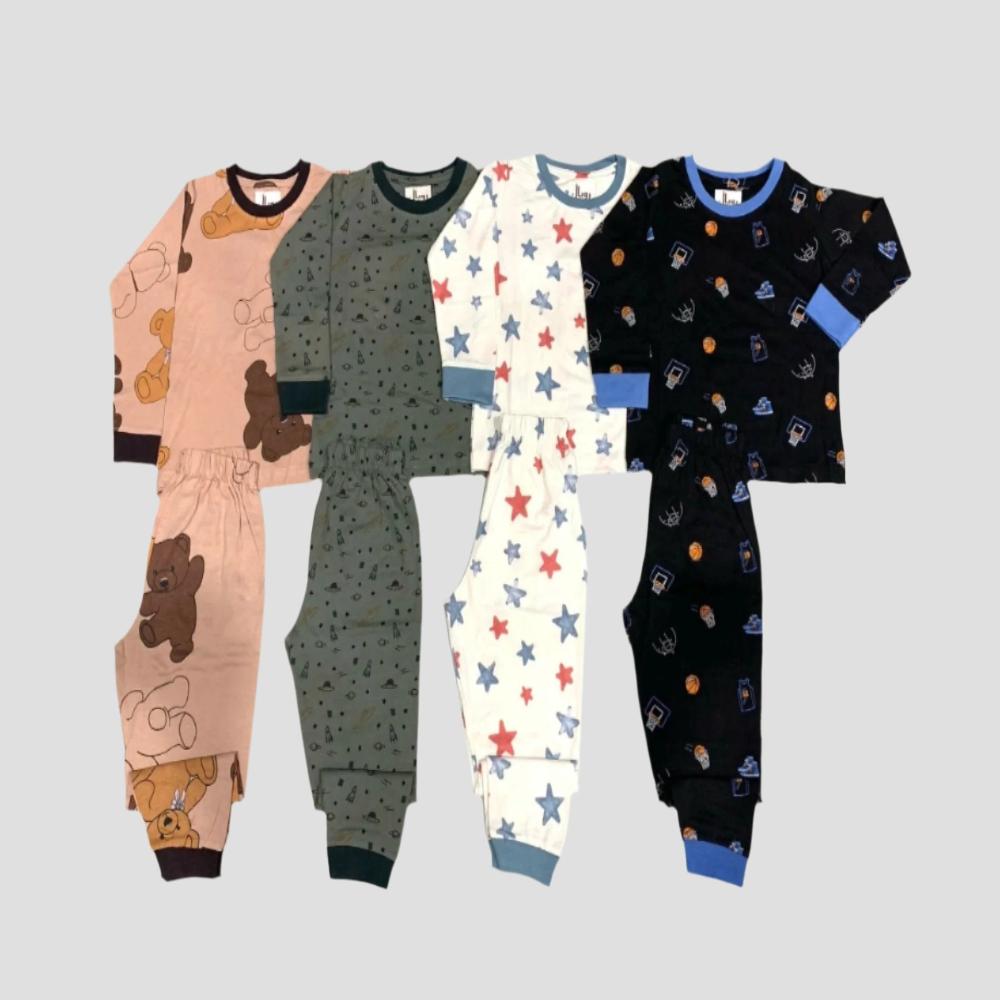 Boys Full Sleeves Pajama Set - Pack of 4 - Size 3yr