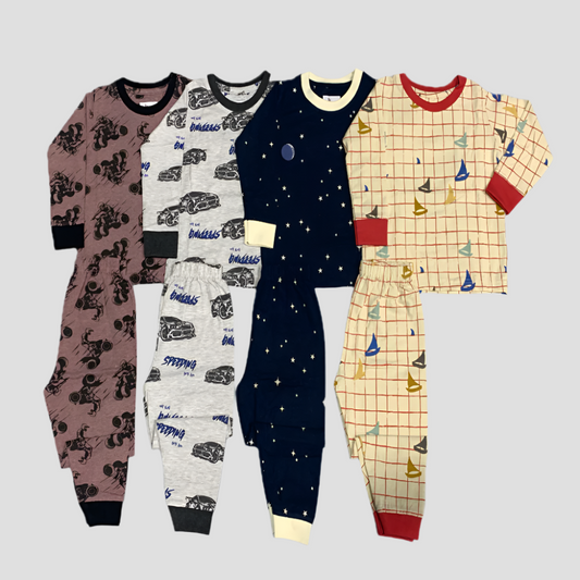 Boys Full Sleeves Pajama Set - Pack of 4 - Size 2yr