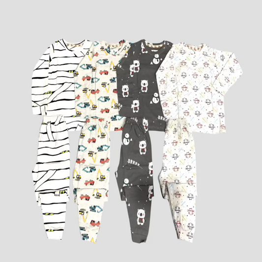 Boys Full Sleeves Pajama Set - Pack of 4 - Size 4yr