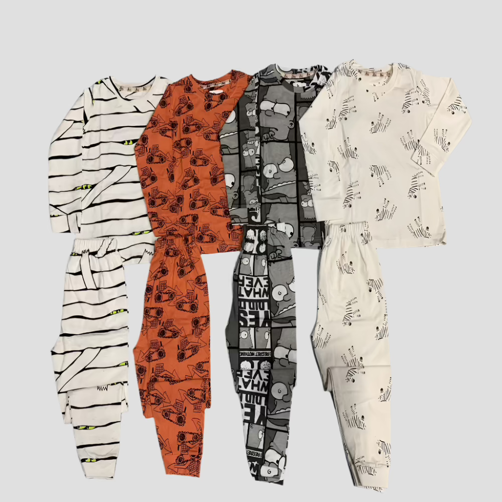 Boys Full Sleeves Pajama Set - Pack of 4 - Size 4yr