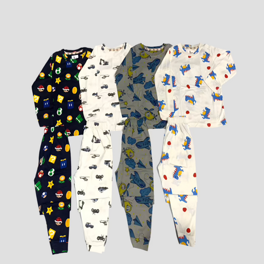 Boys Full Sleeves Pajama Set - Pack of 4 - Size 4yr