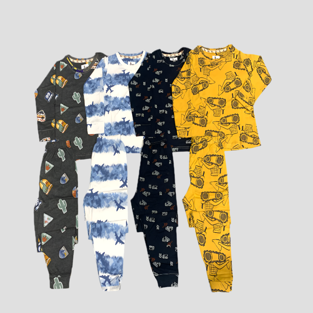 Boys Full Sleeves Pajama Set - Pack of 4 - Size 5yr