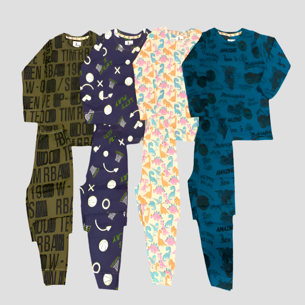 Boys Full Sleeves Pajama Set - Pack of 4 - Size 5yr