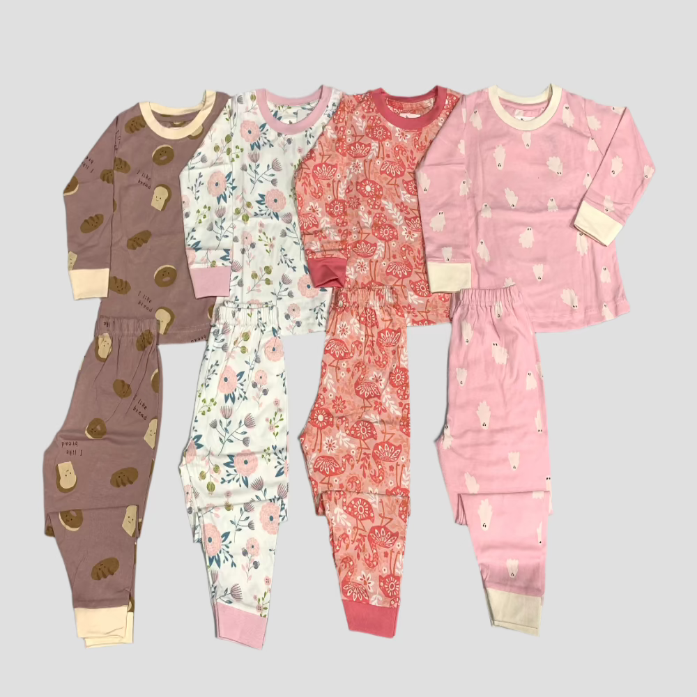 Girls Full Sleeves Pajama Set - Pack of 4 - Size 2yr