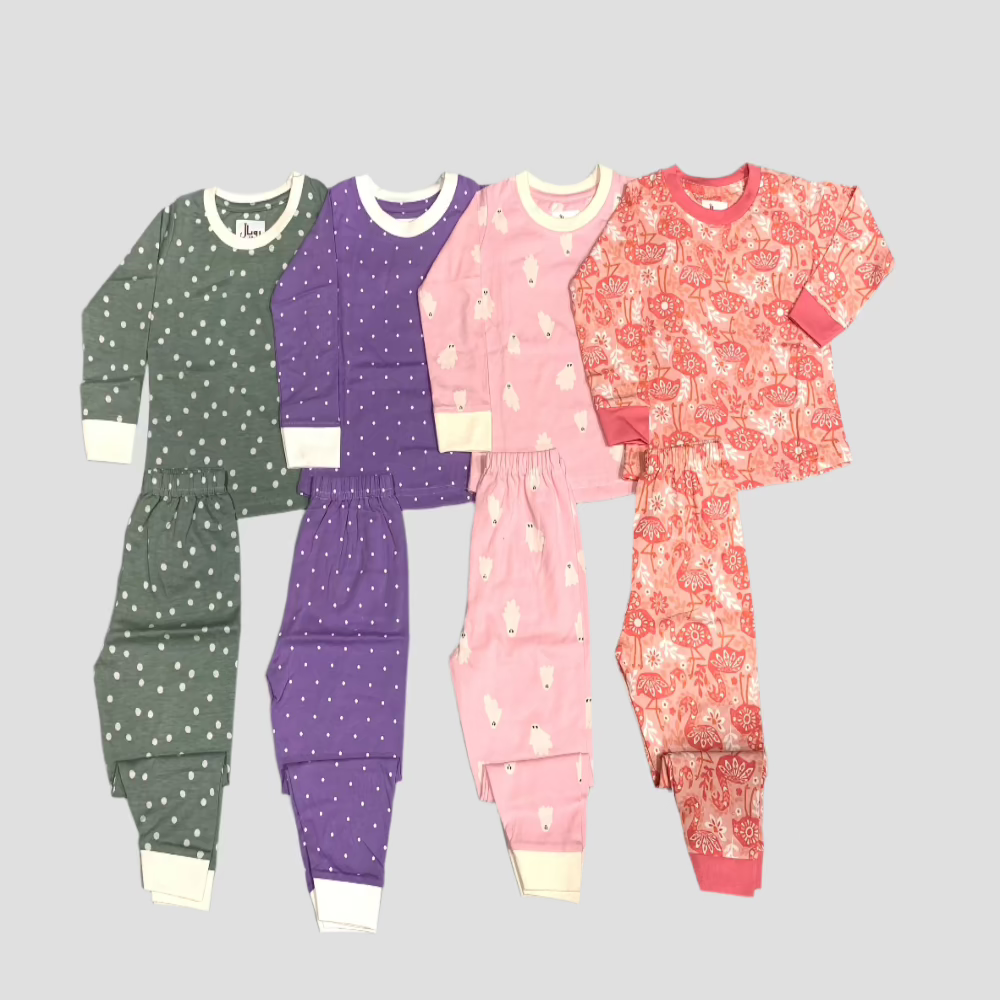 Girls Full Sleeves Pajama Set - Pack of 4 - Size 2yr