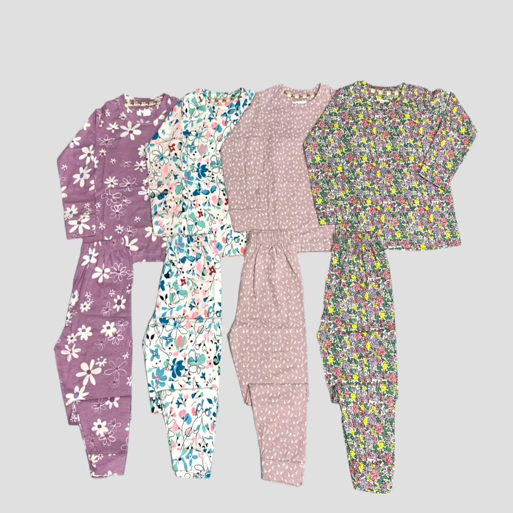 Girls Full Sleeves Pajama Set - Pack of 4 - Size 3yr