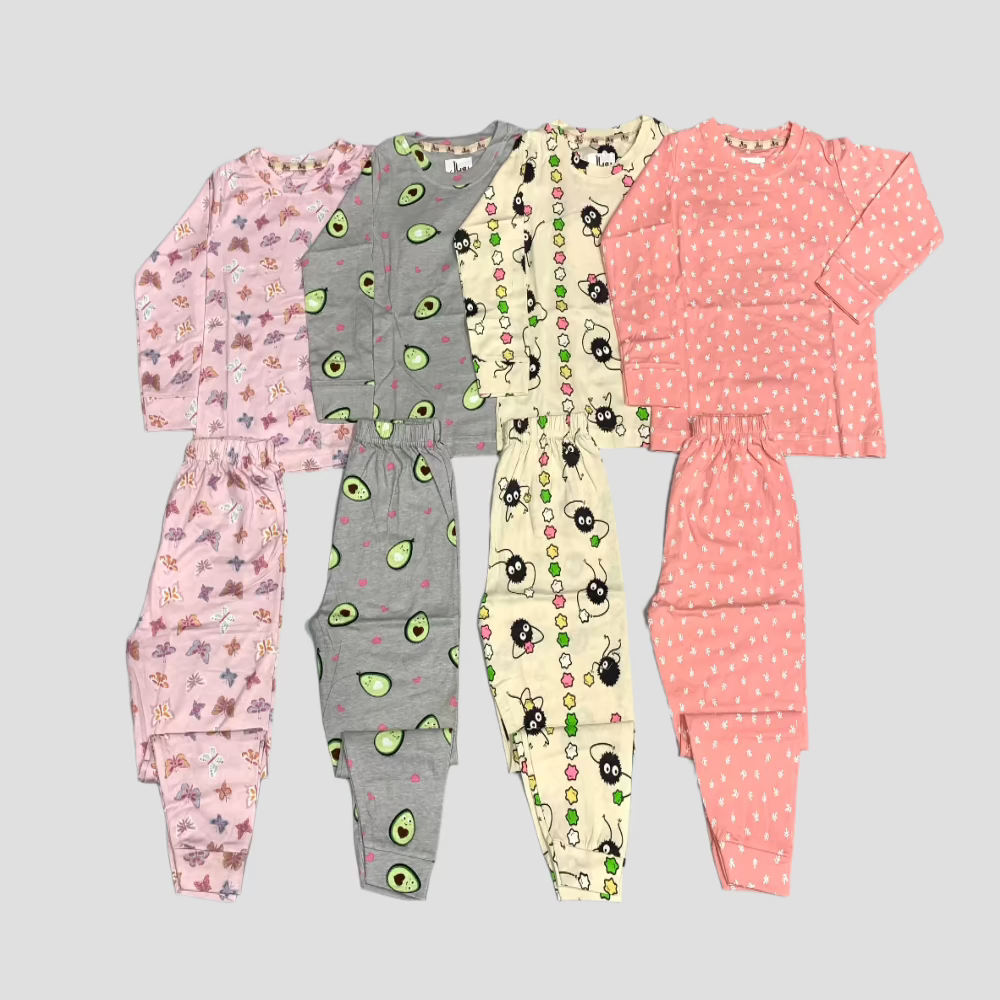 Girls Full Sleeves Pajama Set - Pack of 4 - Size 3yr