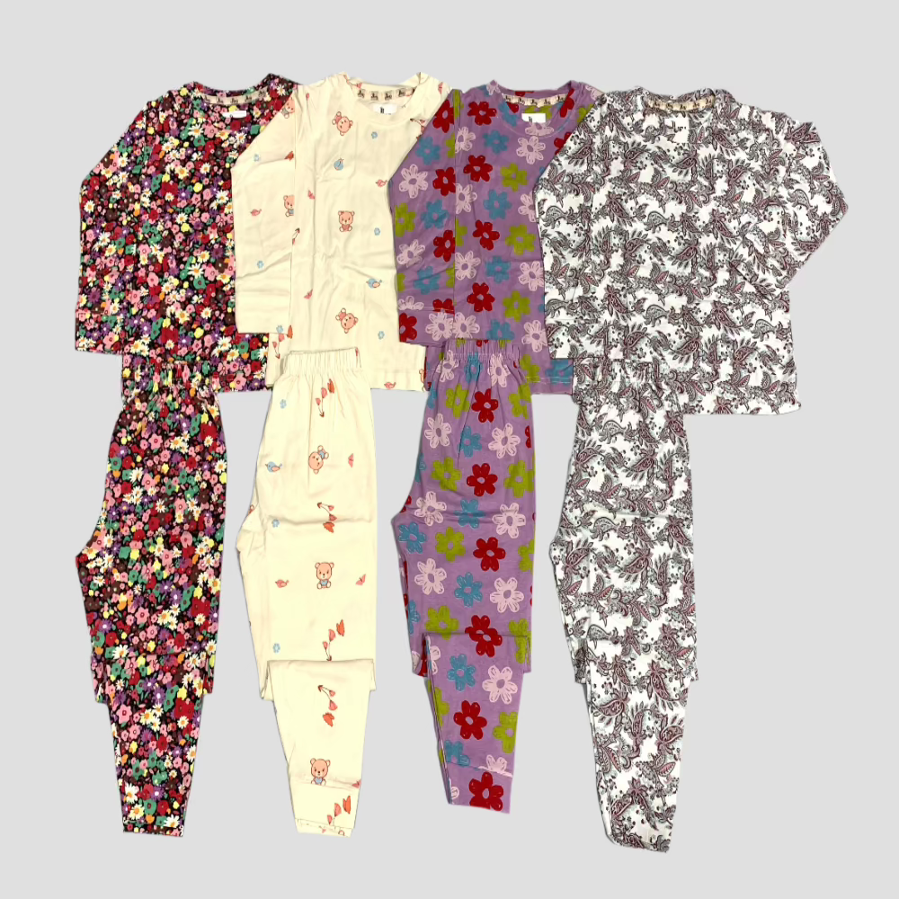 Girls Full Sleeves Pajama Set - Pack of 4 - Size 4yr