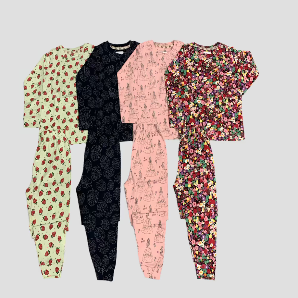 Girls Full Sleeves Pajama Set - Pack of 4 - Size 4yr