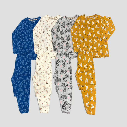 Girls Full Sleeves Pajama Set - Pack of 4 - Size 4yr