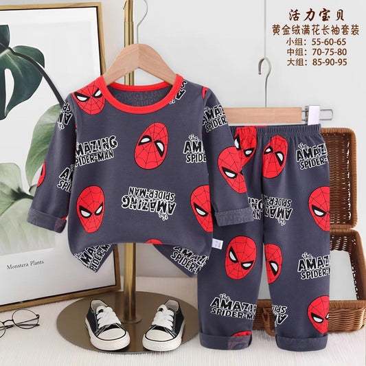 Spiderman Boys Full Sleeves Pajama Set - Gray