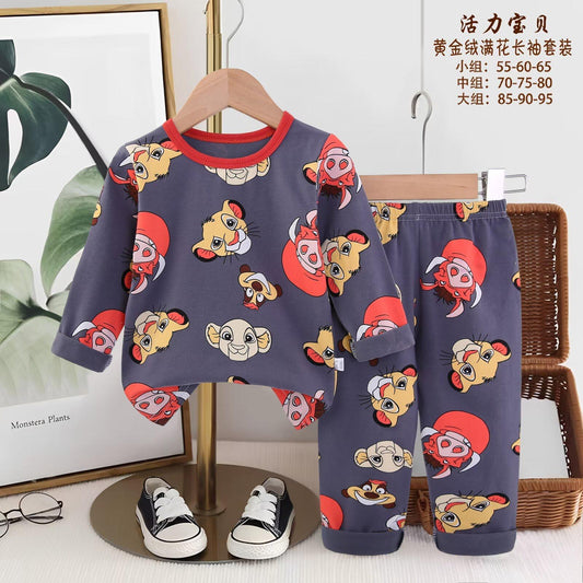 Lion Boys Full Sleeves Pajama Set - Gray