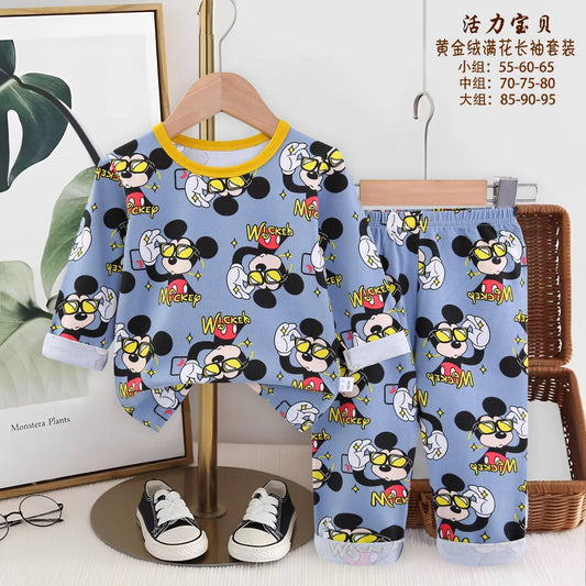 Mickey Boys Full Sleeves Pajama Set - Blue