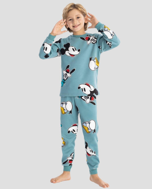 Mickey Boys Full Sleeves Pajama Set - Blue