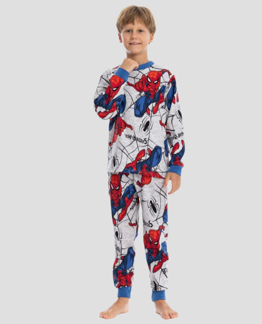 Spiderman Boys Full Sleeves Pajama Set - Grey