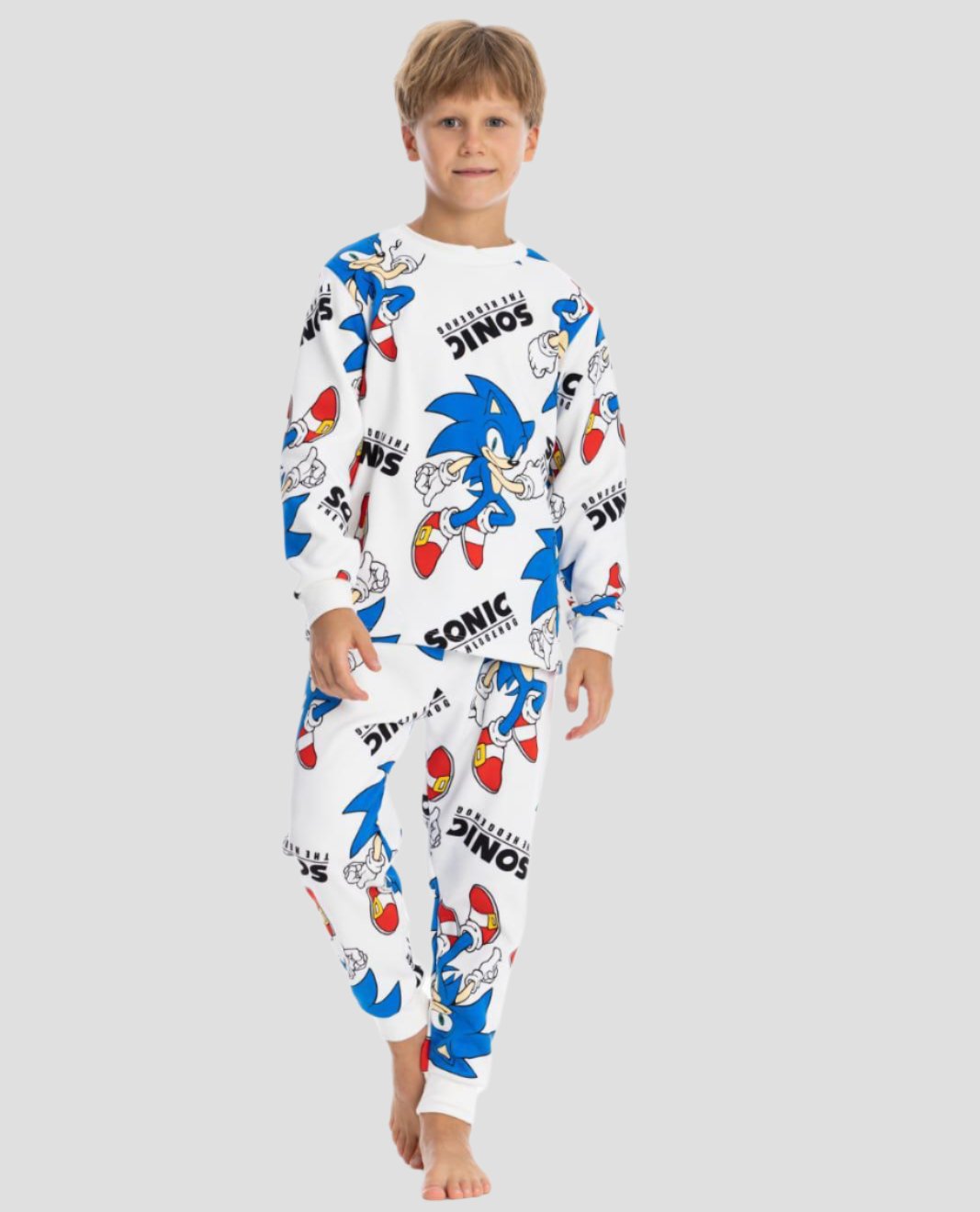 Sonic Boys Full Sleeves Pajama Set - White