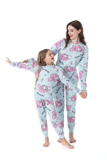 Melody Girl Sweatshirt Set-Light Blue