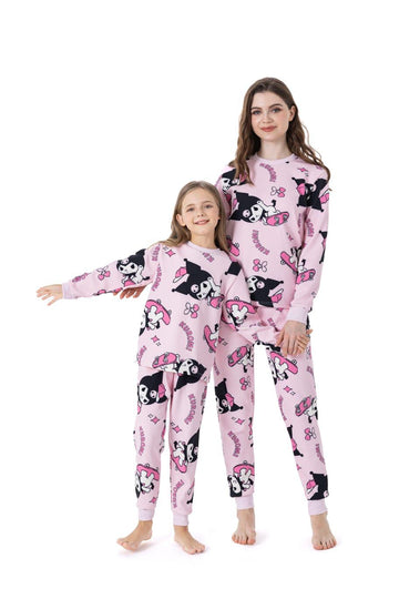 Kuromi Skating Girl Sweatshirt Set-Pink