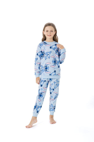 Stitch Girl Sweatshirt Set-Blue