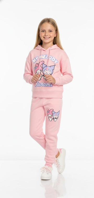 Kuromi Melody Girl Hoodie Set- Baby Pink