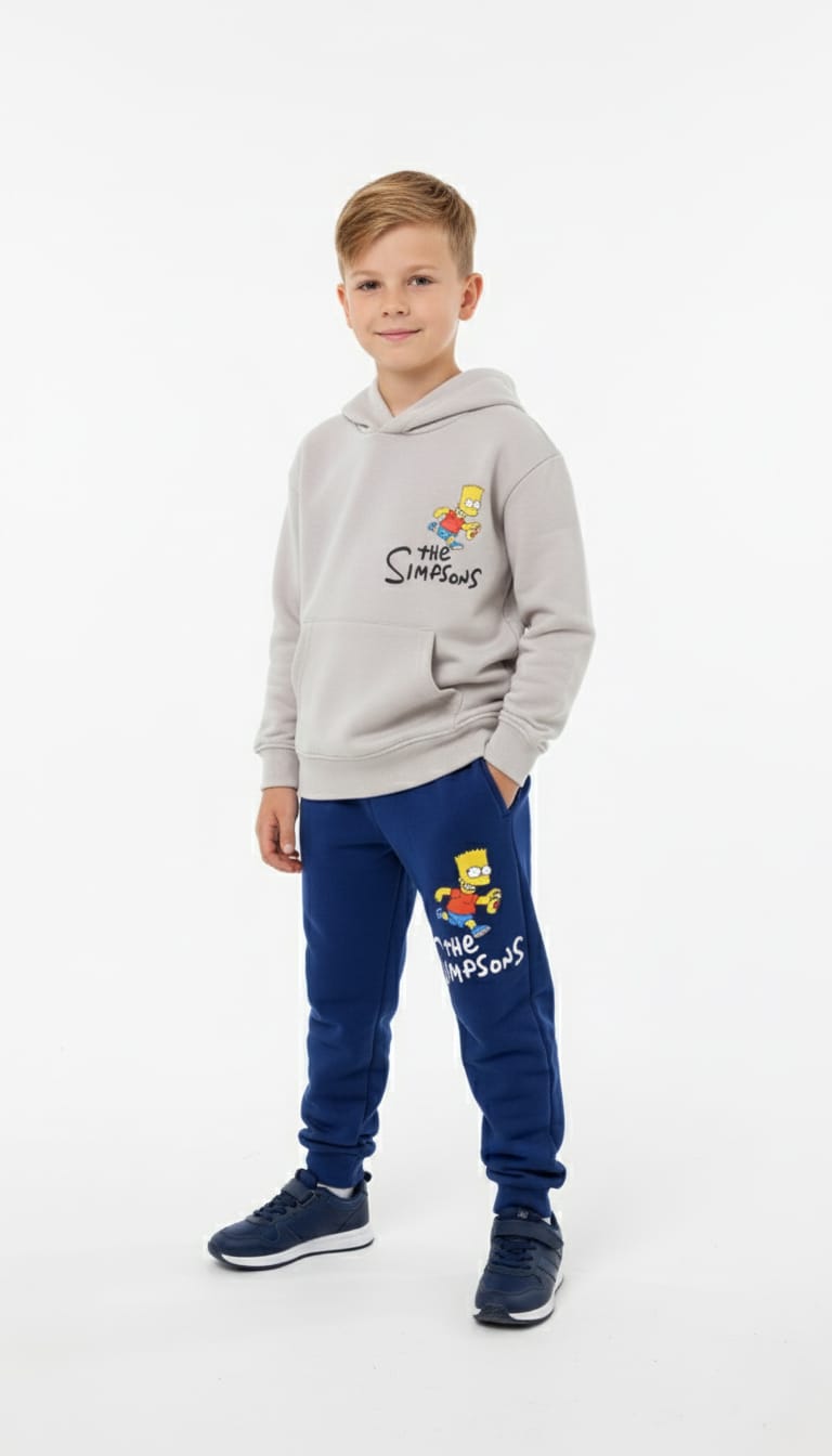 The Simpsons Boy Hoodie Set- Grey