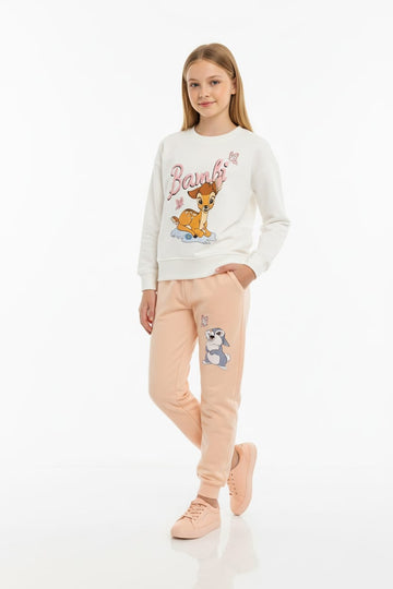 Bambi Girl Sweatshirt Set- White
